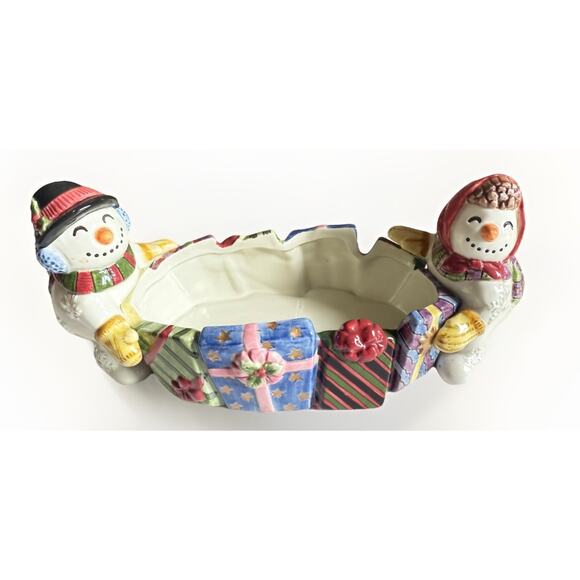 Fitz and Floyd Frosty Folks Tidbit 10 Inch Display Snacks Candy Christmas - Picture 4 of 6